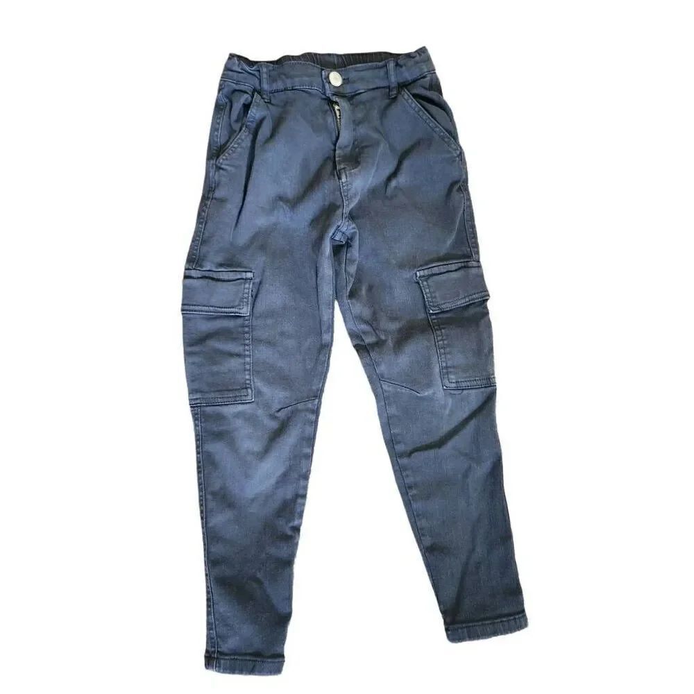 Zara boys size 8 tapered tailored style pants cargo outdoor dark grunge blue bot